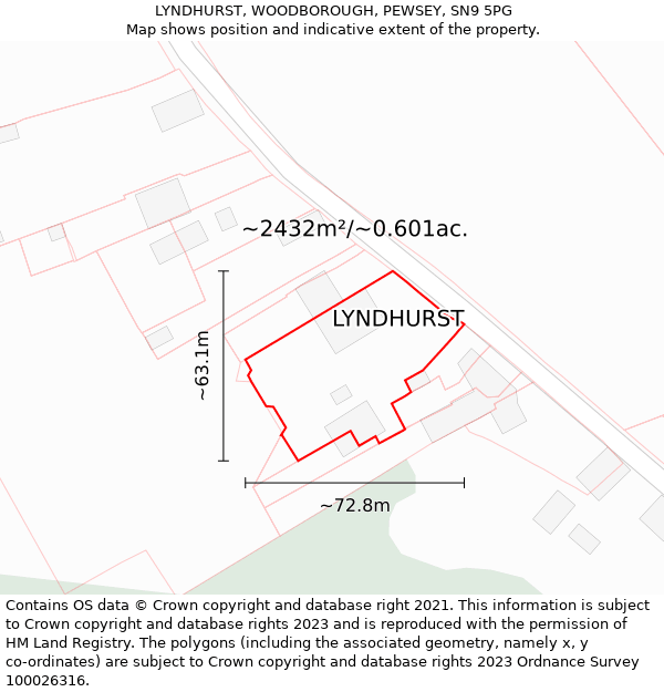 LYNDHURST, WOODBOROUGH, PEWSEY, SN9 5PG: Plot and title map