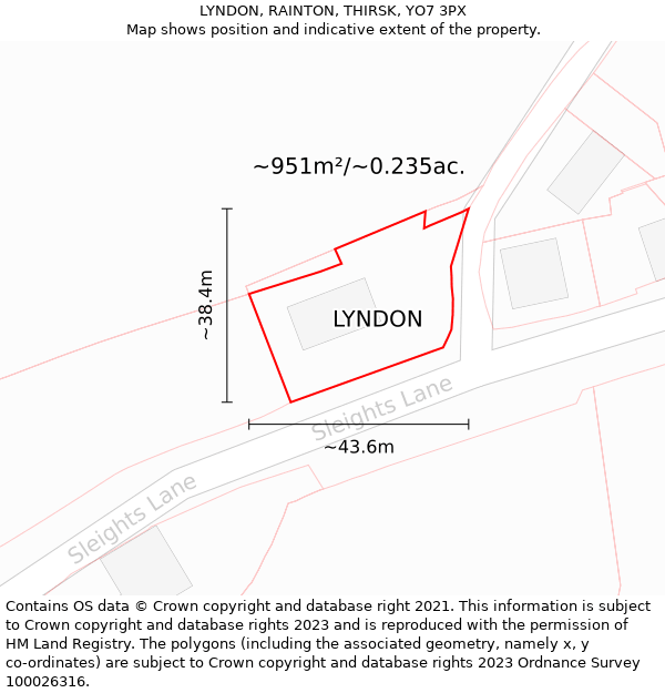 LYNDON, RAINTON, THIRSK, YO7 3PX: Plot and title map