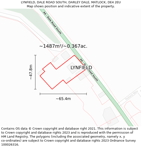 LYNFIELD, DALE ROAD SOUTH, DARLEY DALE, MATLOCK, DE4 2EU: Plot and title map