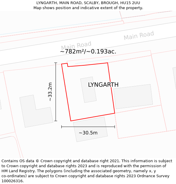 LYNGARTH, MAIN ROAD, SCALBY, BROUGH, HU15 2UU: Plot and title map