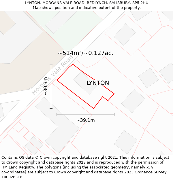 LYNTON, MORGANS VALE ROAD, REDLYNCH, SALISBURY, SP5 2HU: Plot and title map