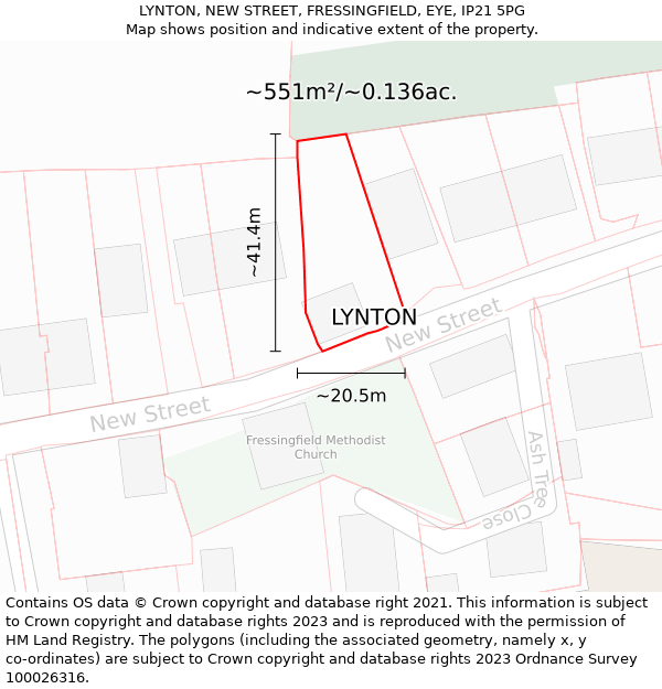 LYNTON, NEW STREET, FRESSINGFIELD, EYE, IP21 5PG: Plot and title map