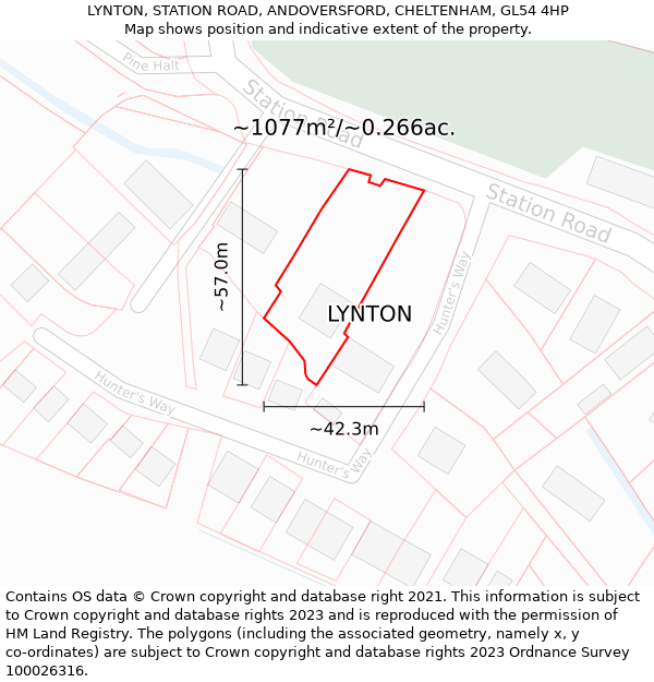 LYNTON, STATION ROAD, ANDOVERSFORD, CHELTENHAM, GL54 4HP: Plot and title map