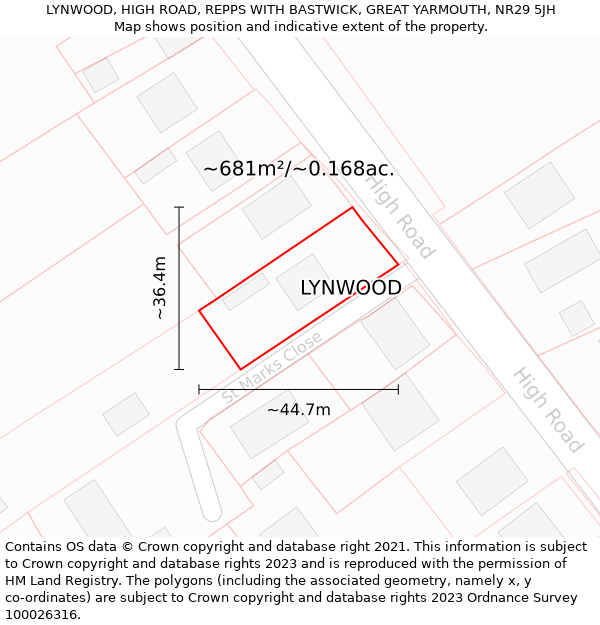 LYNWOOD, HIGH ROAD, REPPS WITH BASTWICK, GREAT YARMOUTH, NR29 5JH: Plot and title map