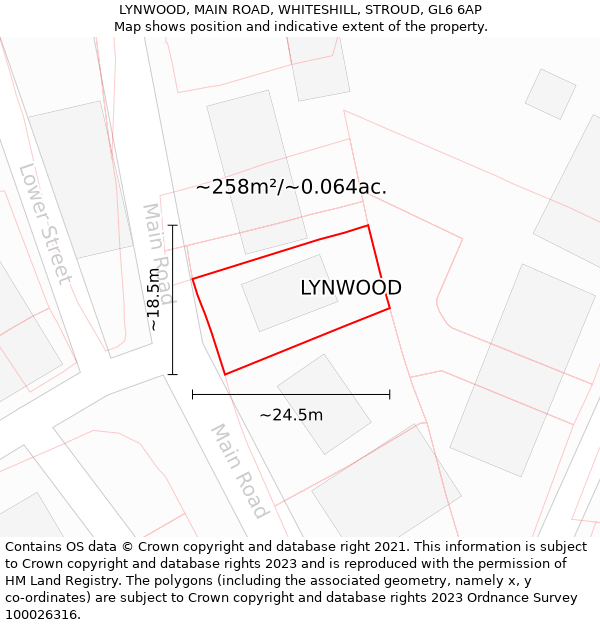 LYNWOOD, MAIN ROAD, WHITESHILL, STROUD, GL6 6AP: Plot and title map