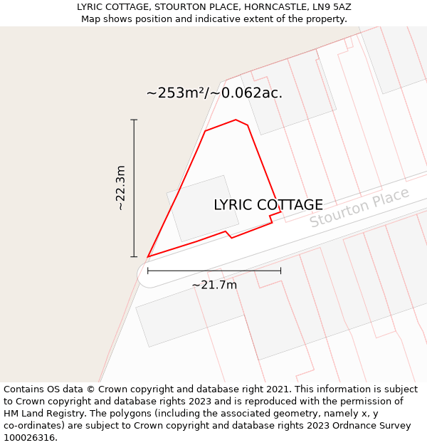 LYRIC COTTAGE, STOURTON PLACE, HORNCASTLE, LN9 5AZ: Plot and title map