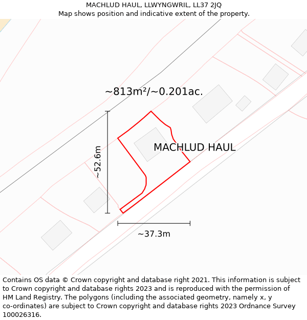 MACHLUD HAUL, LLWYNGWRIL, LL37 2JQ: Plot and title map