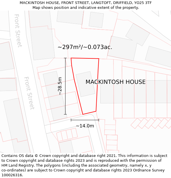 MACKINTOSH HOUSE, FRONT STREET, LANGTOFT, DRIFFIELD, YO25 3TF: Plot and title map