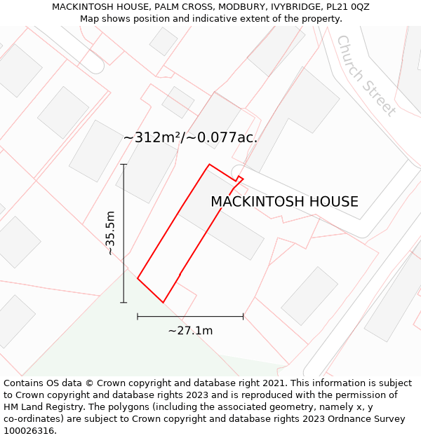 MACKINTOSH HOUSE, PALM CROSS, MODBURY, IVYBRIDGE, PL21 0QZ: Plot and title map