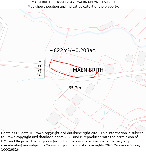 MAEN BRITH, RHOSTRYFAN, CAERNARFON, LL54 7LU: Plot and title map