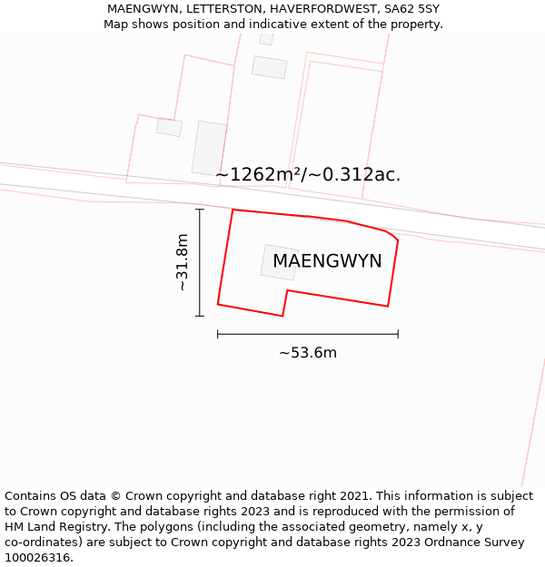 MAENGWYN, LETTERSTON, HAVERFORDWEST, SA62 5SY: Plot and title map