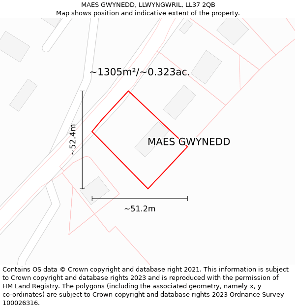 MAES GWYNEDD, LLWYNGWRIL, LL37 2QB: Plot and title map