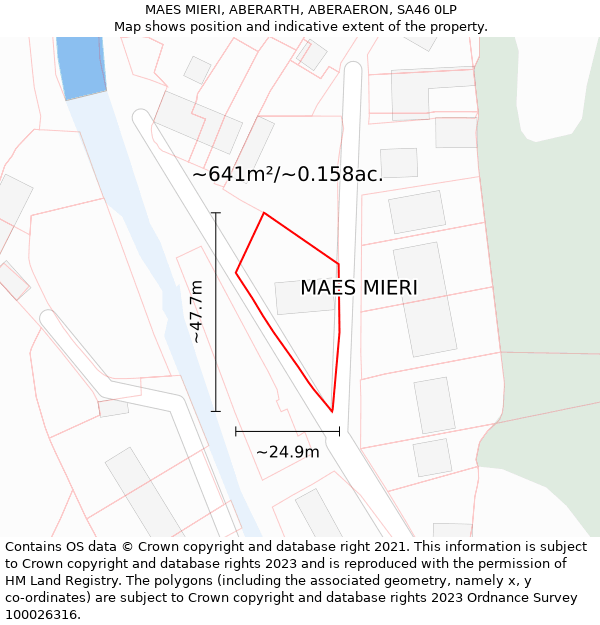 MAES MIERI, ABERARTH, ABERAERON, SA46 0LP: Plot and title map