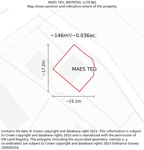 MAES TEG, BRYNTEG, LL78 8JG: Plot and title map