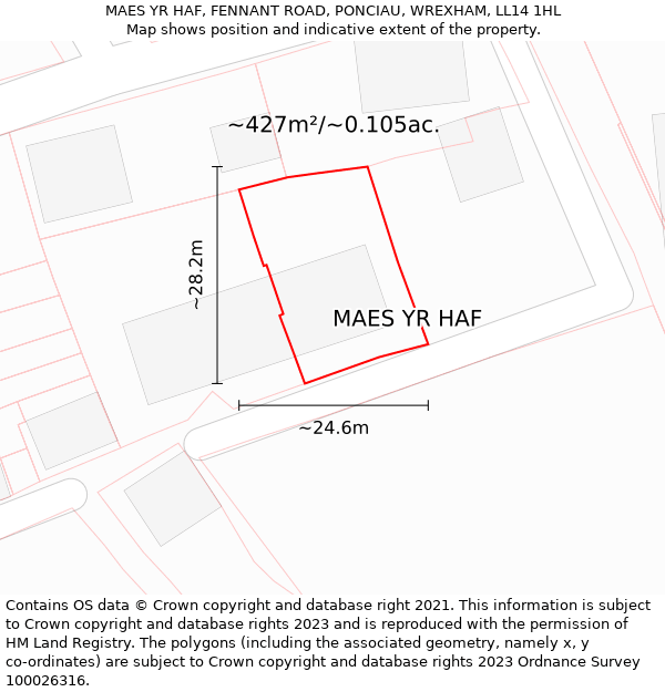 MAES YR HAF, FENNANT ROAD, PONCIAU, WREXHAM, LL14 1HL: Plot and title map