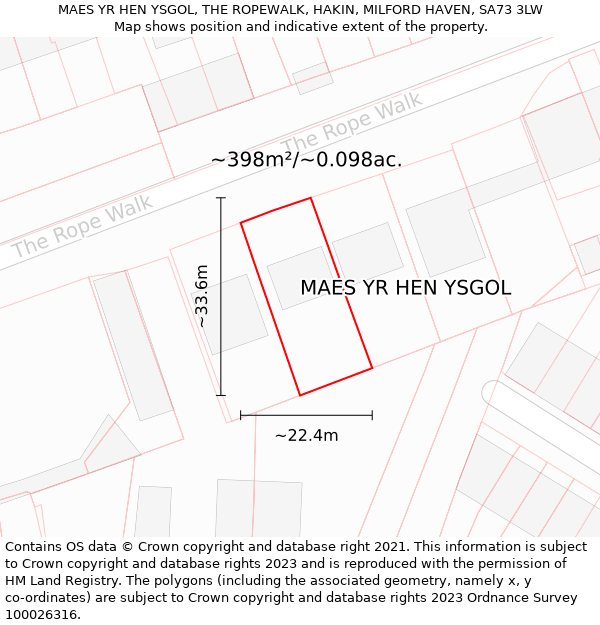 MAES YR HEN YSGOL, THE ROPEWALK, HAKIN, MILFORD HAVEN, SA73 3LW: Plot and title map