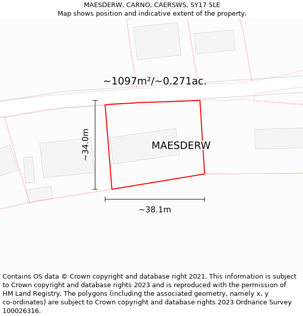 MAESDERW, CARNO, CAERSWS, SY17 5LE: Plot and title map