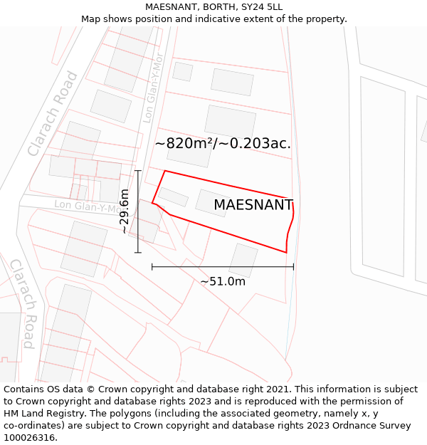 MAESNANT, BORTH, SY24 5LL: Plot and title map