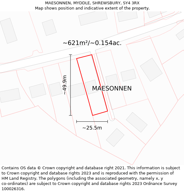 MAESONNEN, MYDDLE, SHREWSBURY, SY4 3RX: Plot and title map