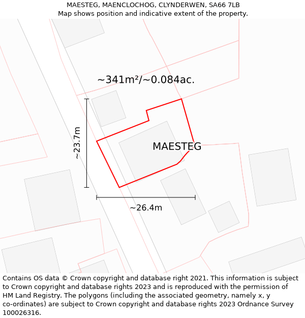 MAESTEG, MAENCLOCHOG, CLYNDERWEN, SA66 7LB: Plot and title map