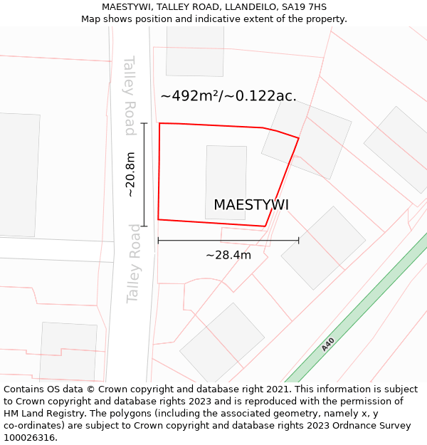 MAESTYWI, TALLEY ROAD, LLANDEILO, SA19 7HS: Plot and title map