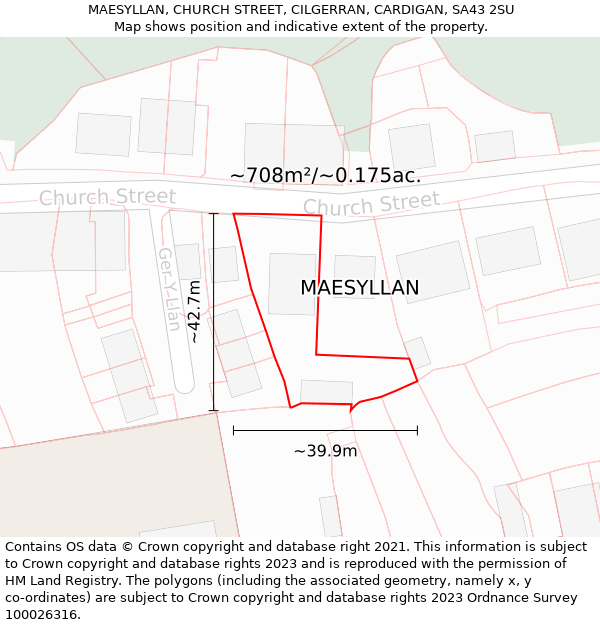 MAESYLLAN, CHURCH STREET, CILGERRAN, CARDIGAN, SA43 2SU: Plot and title map