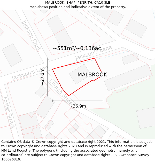 MALBROOK, SHAP, PENRITH, CA10 3LE: Plot and title map