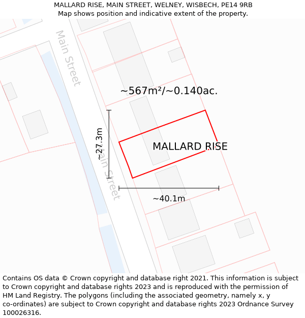 MALLARD RISE, MAIN STREET, WELNEY, WISBECH, PE14 9RB: Plot and title map