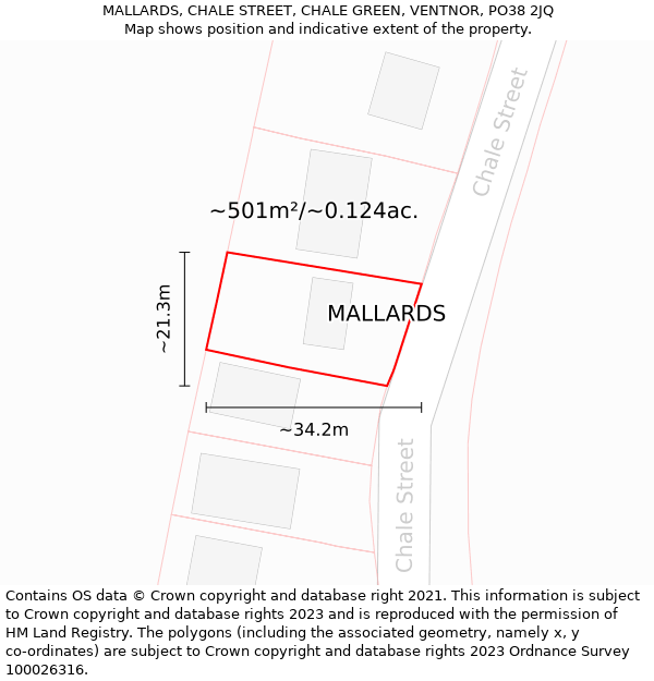 MALLARDS, CHALE STREET, CHALE GREEN, VENTNOR, PO38 2JQ: Plot and title map