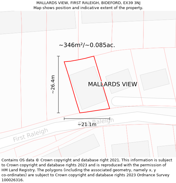 MALLARDS VIEW, FIRST RALEIGH, BIDEFORD, EX39 3NJ: Plot and title map