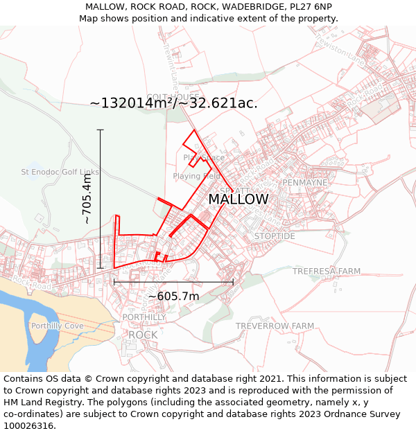 MALLOW, ROCK ROAD, ROCK, WADEBRIDGE, PL27 6NP: Plot and title map