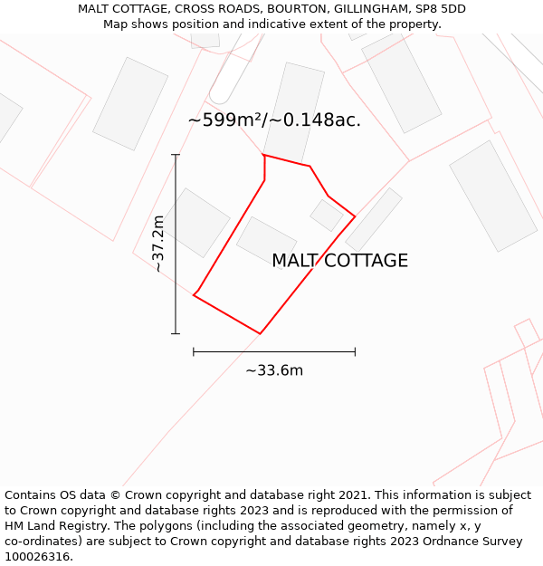 MALT COTTAGE, CROSS ROADS, BOURTON, GILLINGHAM, SP8 5DD: Plot and title map