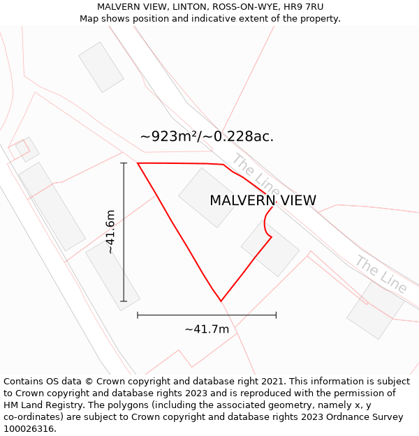 MALVERN VIEW, LINTON, ROSS-ON-WYE, HR9 7RU: Plot and title map
