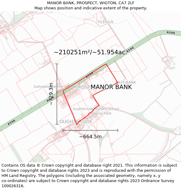 MANOR BANK, PROSPECT, WIGTON, CA7 2LF: Plot and title map