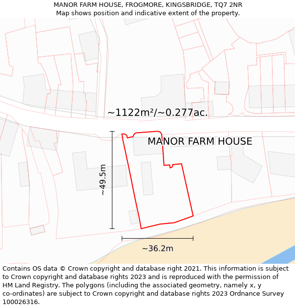 MANOR FARM HOUSE, FROGMORE, KINGSBRIDGE, TQ7 2NR: Plot and title map