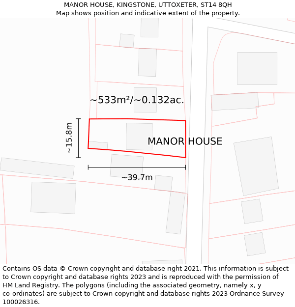 MANOR HOUSE, KINGSTONE, UTTOXETER, ST14 8QH: Plot and title map