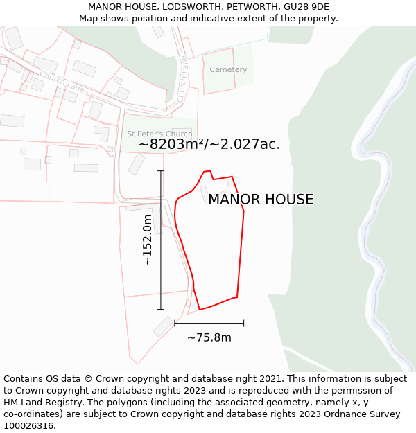 MANOR HOUSE, LODSWORTH, PETWORTH, GU28 9DE: Plot and title map