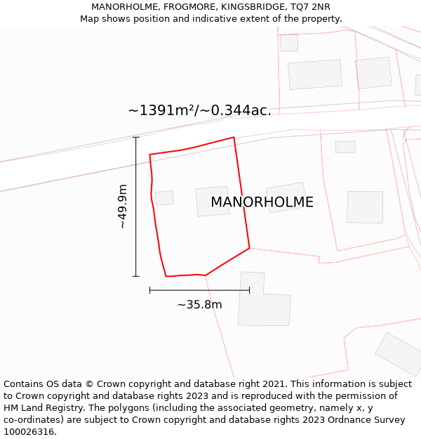 MANORHOLME, FROGMORE, KINGSBRIDGE, TQ7 2NR: Plot and title map