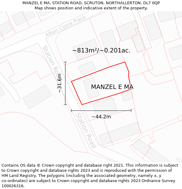 MANZEL E MA, STATION ROAD, SCRUTON, NORTHALLERTON, DL7 0QP: Plot and title map