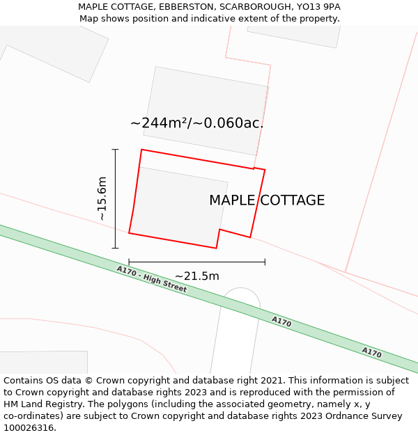 MAPLE COTTAGE, EBBERSTON, SCARBOROUGH, YO13 9PA: Plot and title map