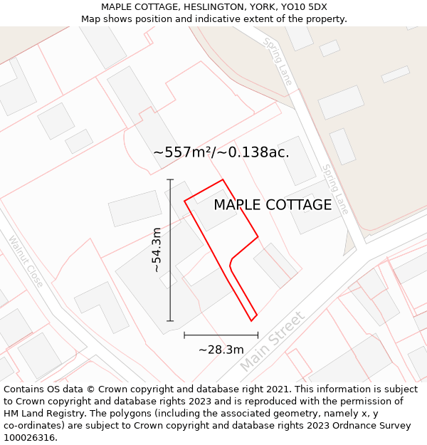 MAPLE COTTAGE, HESLINGTON, YORK, YO10 5DX: Plot and title map