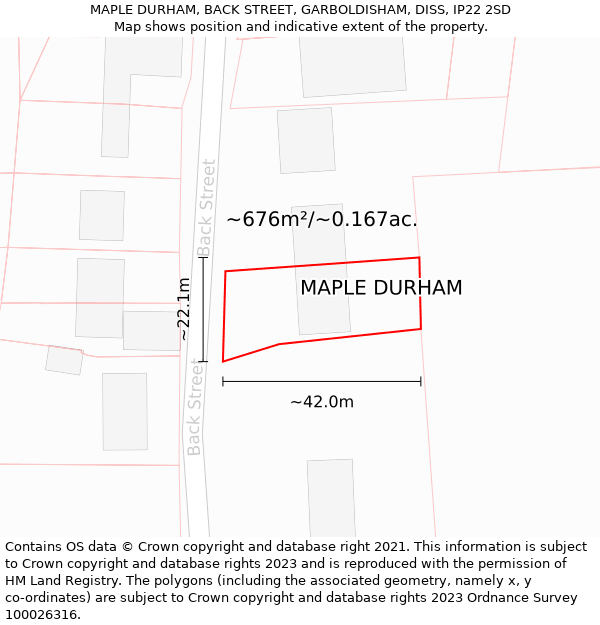 MAPLE DURHAM, BACK STREET, GARBOLDISHAM, DISS, IP22 2SD: Plot and title map