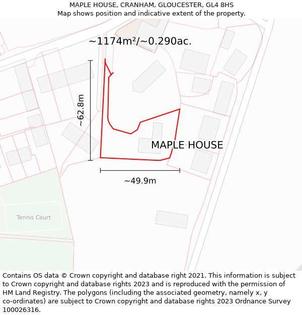 MAPLE HOUSE, CRANHAM, GLOUCESTER, GL4 8HS: Plot and title map