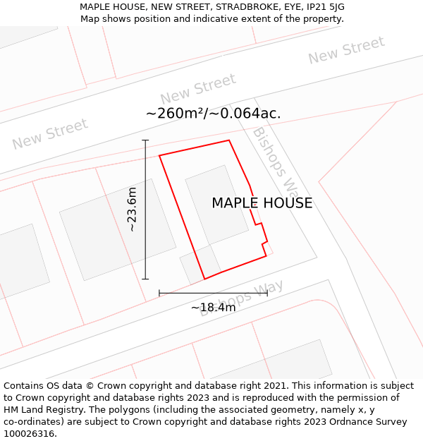 MAPLE HOUSE, NEW STREET, STRADBROKE, EYE, IP21 5JG: Plot and title map