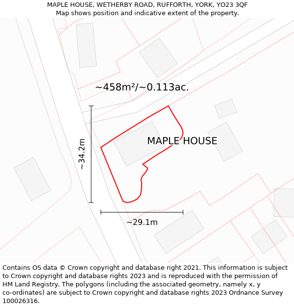 MAPLE HOUSE, WETHERBY ROAD, RUFFORTH, YORK, YO23 3QF: Plot and title map