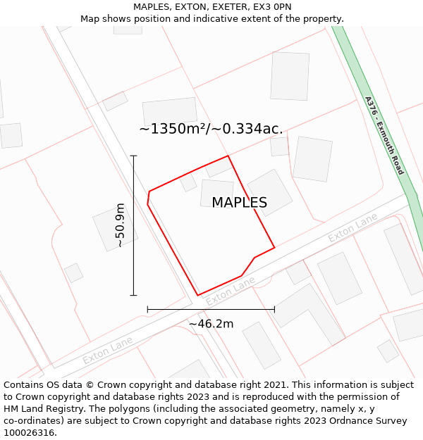 MAPLES, EXTON, EXETER, EX3 0PN: Plot and title map