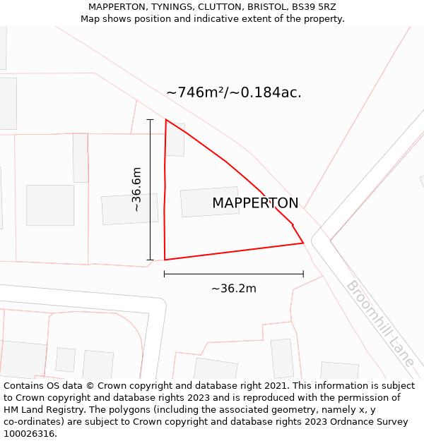 MAPPERTON, TYNINGS, CLUTTON, BRISTOL, BS39 5RZ: Plot and title map