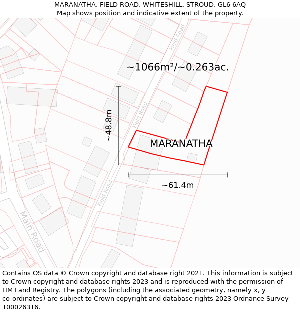 MARANATHA, FIELD ROAD, WHITESHILL, STROUD, GL6 6AQ: Plot and title map