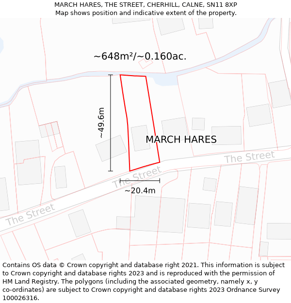 MARCH HARES, THE STREET, CHERHILL, CALNE, SN11 8XP: Plot and title map