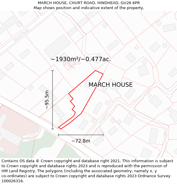 MARCH HOUSE, CHURT ROAD, HINDHEAD, GU26 6PR: Plot and title map